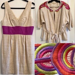 Trina Turk Silk Cream embroidered 2 piece dress set